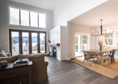 living and dining room with ocean views in custom home