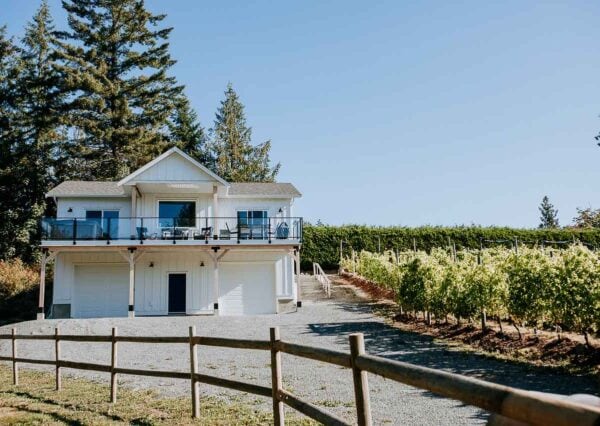 Exterior carriage home Cowichan Valley vineyard