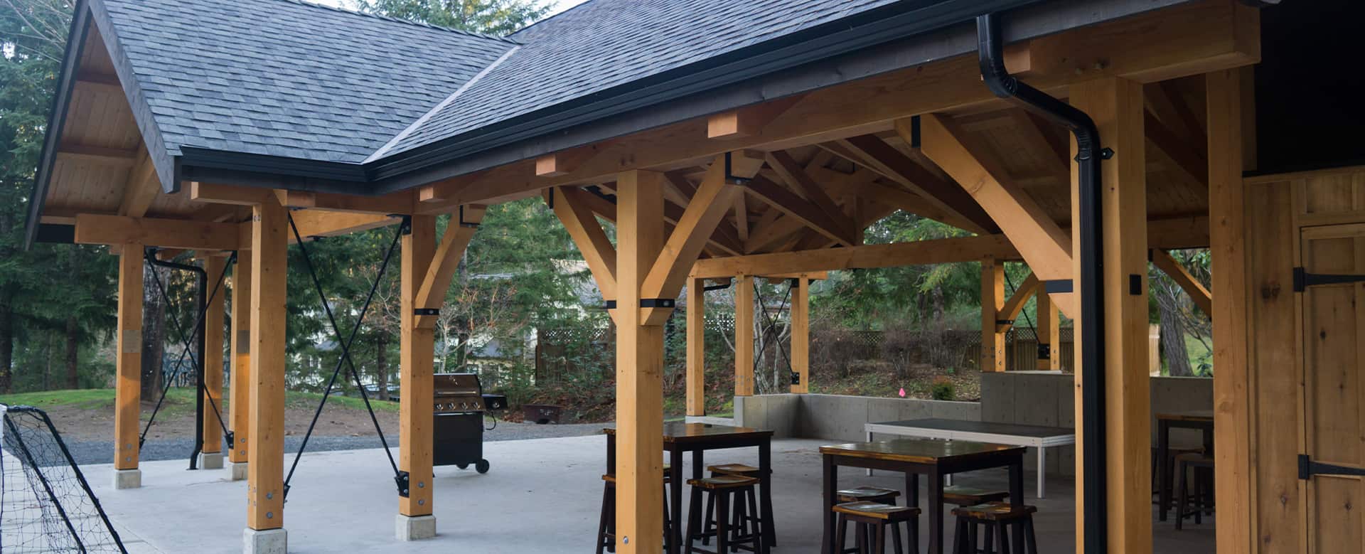 outdoor timber frame bbq pavilion