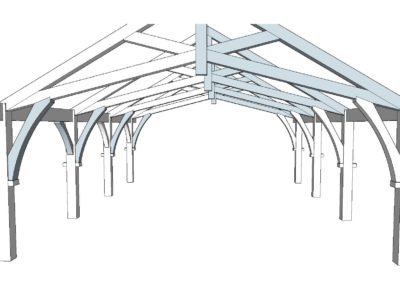 Scissor trusses in timber frame plans