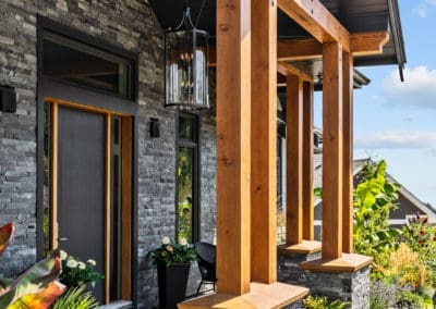 Wood and stone front entry mountaintop home