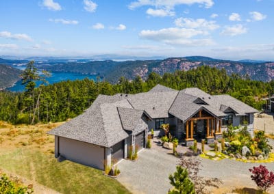 goldstream heights Custom home exterior with view of Cowichan Valley