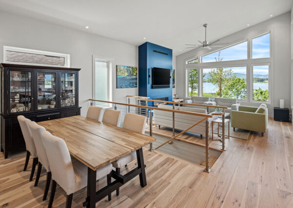 Dining room and living room in Quamichan Net Zero Home