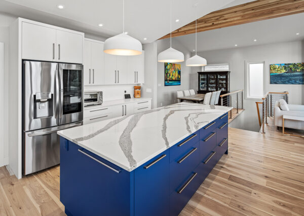 Quamichan Net Zero Home kitchen blue island