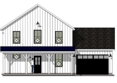 front rendering lakeside modern farmhouse