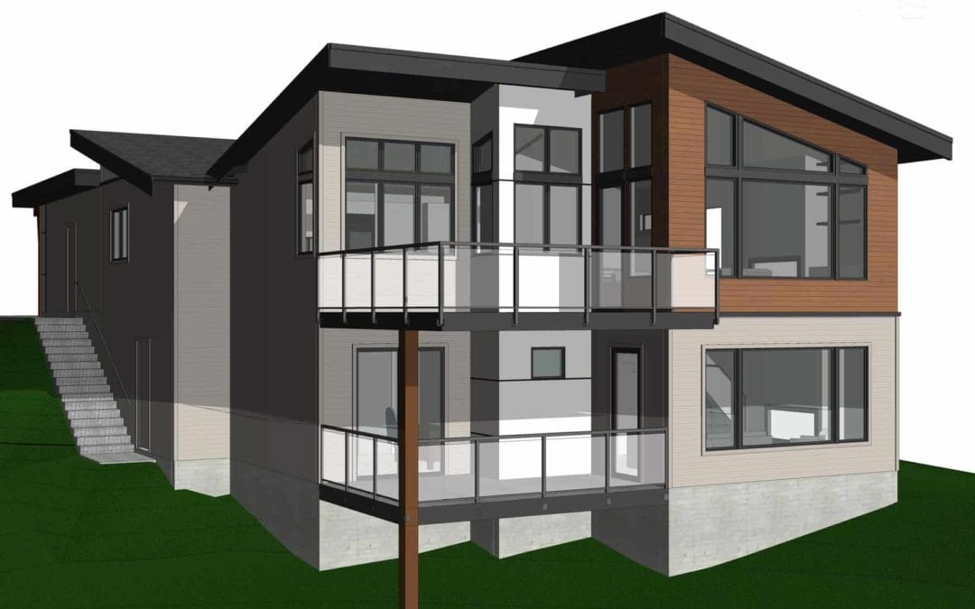rear 3D concept custom home with deck