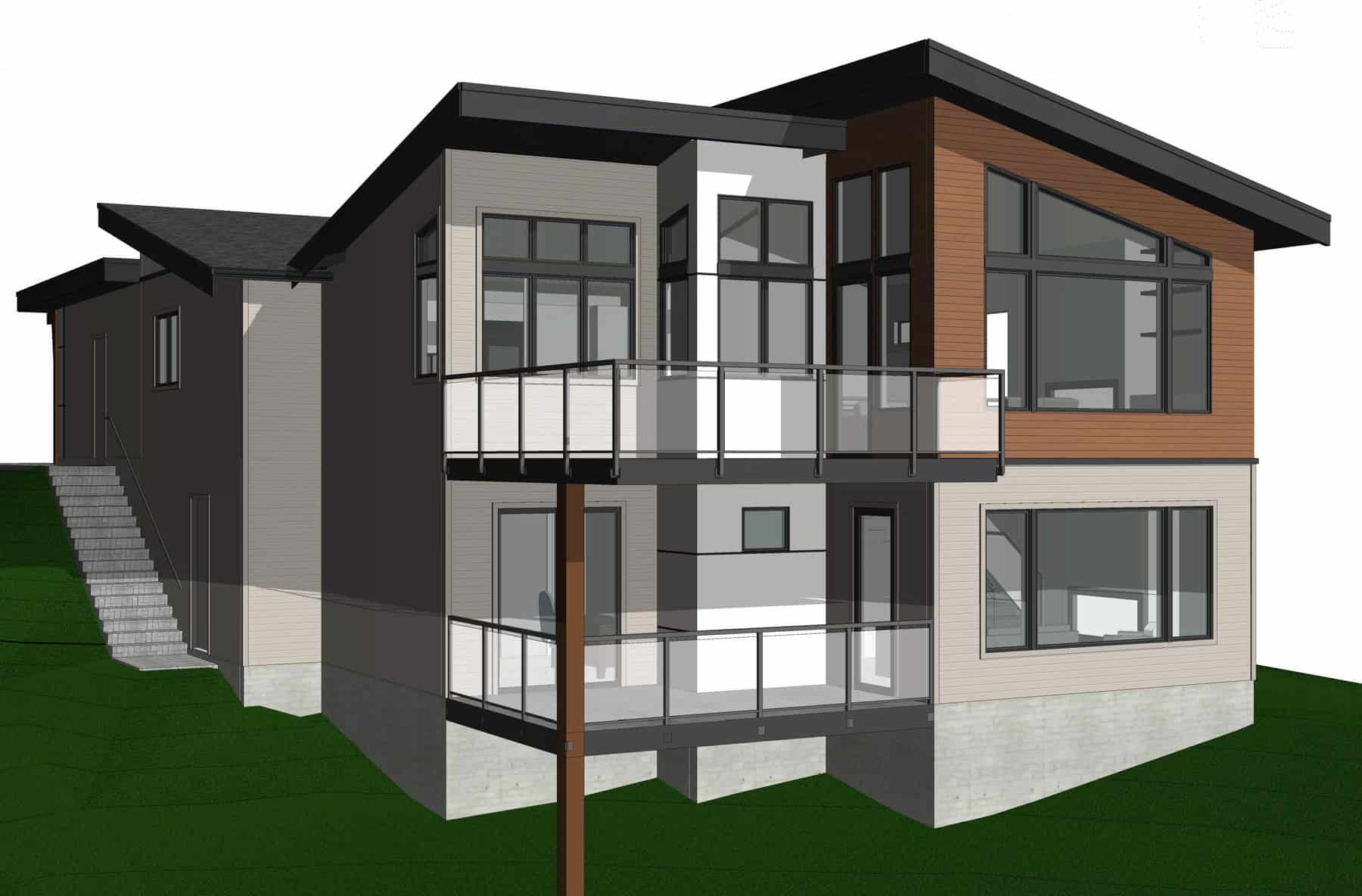 rear 3D concept custom home with deck