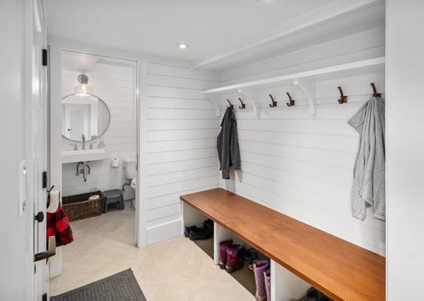 Shiplap mudroom and bath