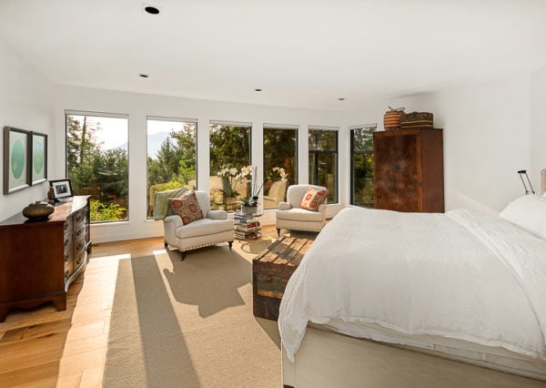 Master bedroom with Cowichan Valley views