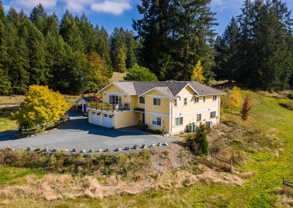 Yellow house and surrounding countryside