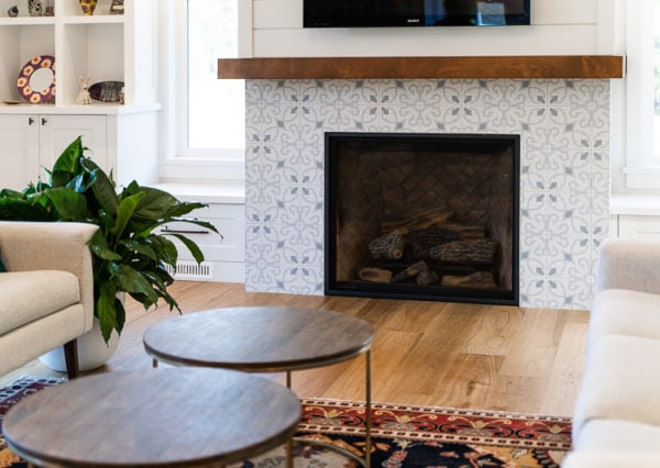 Fireplace with accent tile