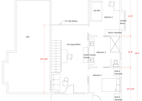 Upper floor plan with bedrooms