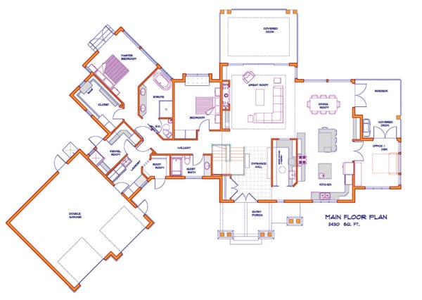 Upper floor plan, main living
