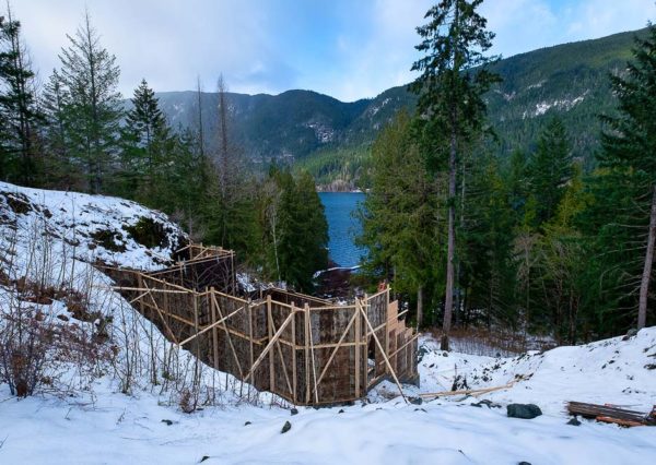 custom home under construction lake views