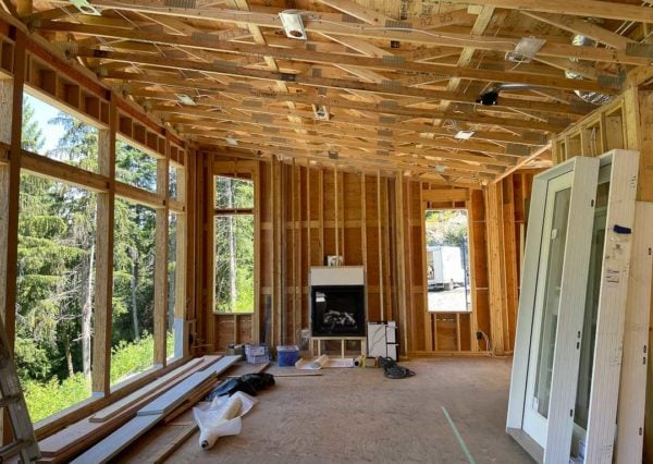 interior framing custom lake home