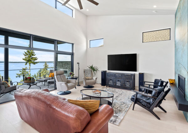 Living room Ocean Bank custom home Chemainus