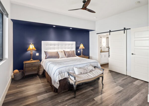 Master bedroom and ensuite Ocean Bank custom home