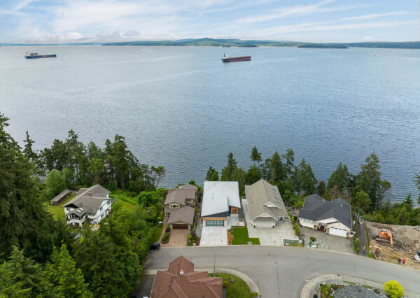 Chemainus ocean front custom home aerial view