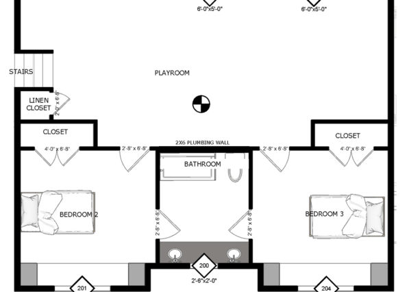 Modern family farmhouse upper floor plan