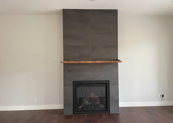 dark gray fireplace