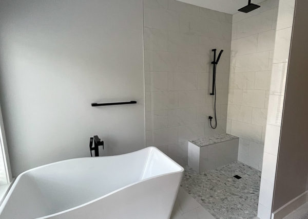 Freestanding tub and walk-in shower