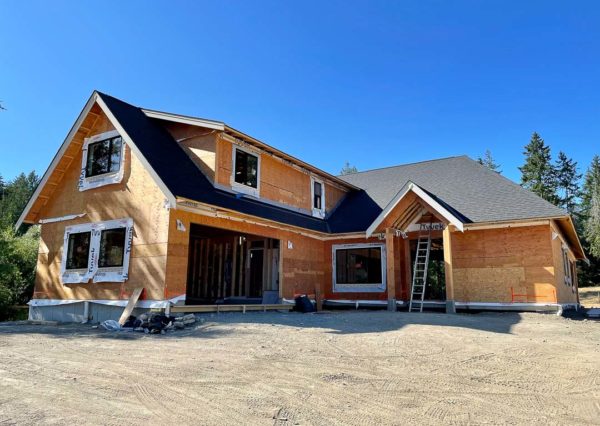 Exterior of custom home being built