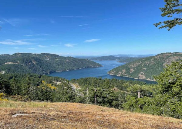 views of finlayson arm, gulf islands, mount baker