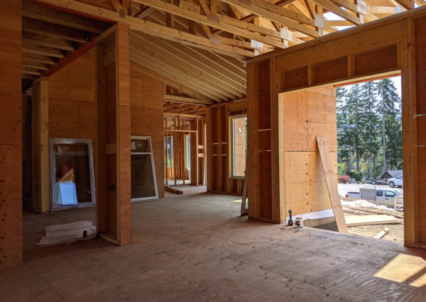 Interior framing of Lakeview Oasis custom home