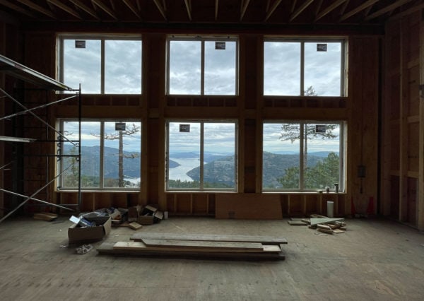 Living room views in under construction custom home