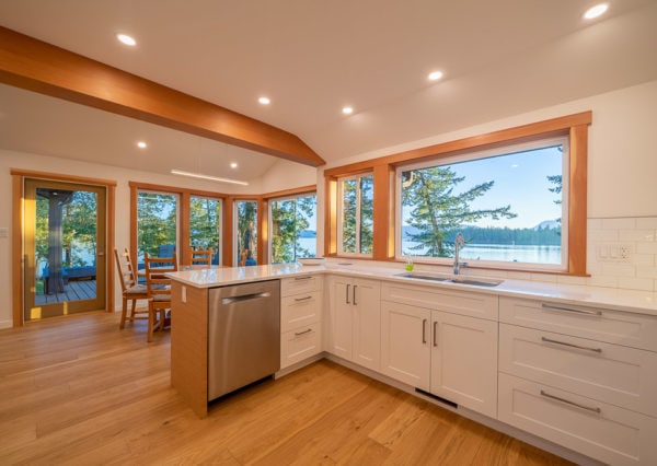 Open concept kitchen in island home