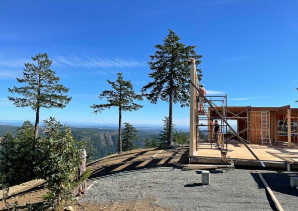 Views from mountaintop custom home under construction