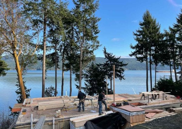 Framing oceanfront home under construction