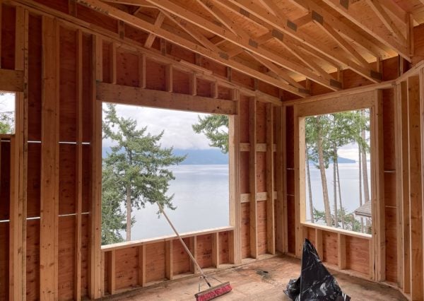 Framing windows oceanfront Cowichan Bay home