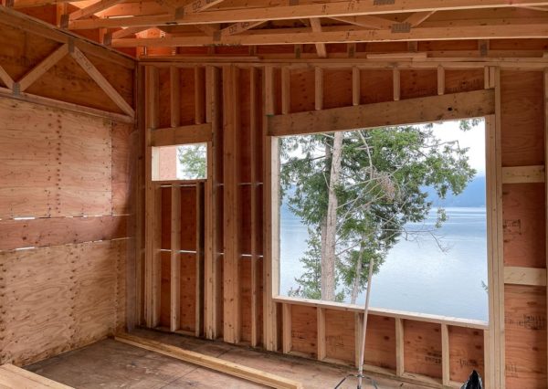 Framing custom oceanfront home cowichan bay