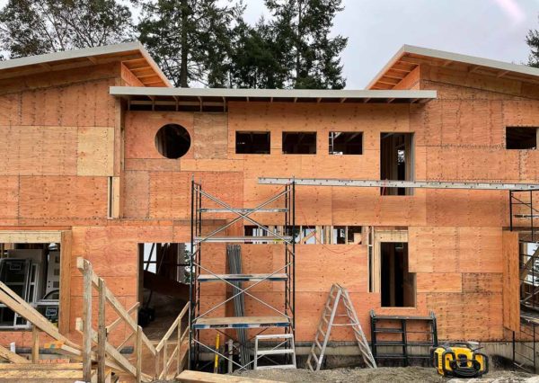 Front exterior custom home framing