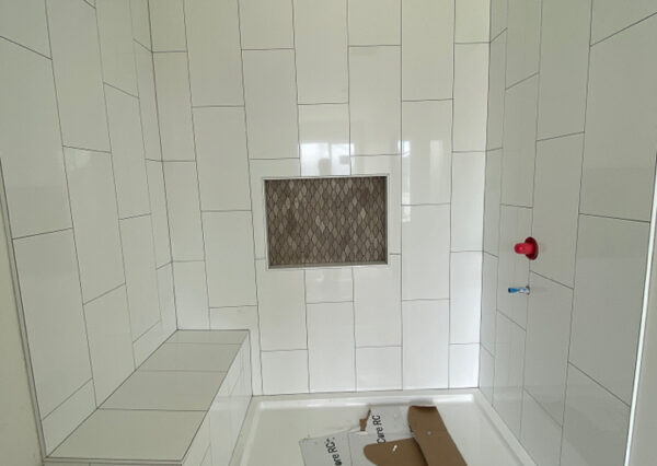 Custom tiled shower Seascape Duplex