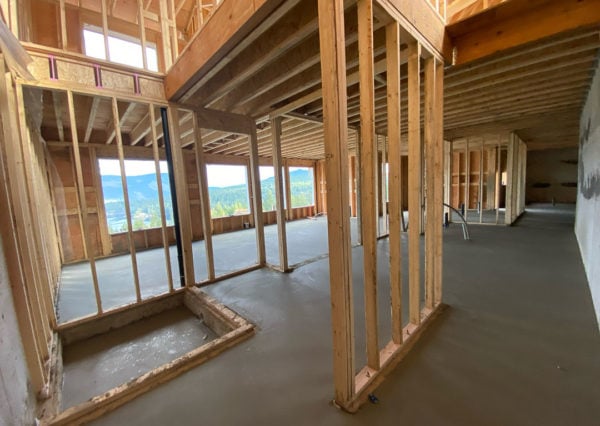 Interior framing ocean view home