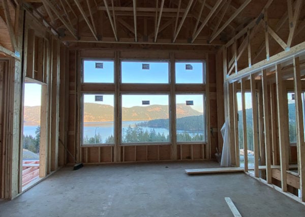 Ocean view from inside custom home under construction