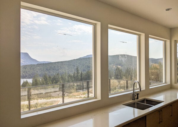 Large windows in duplex kitchen