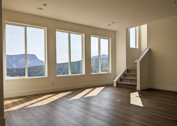 Floor to cieling windows in duplex home