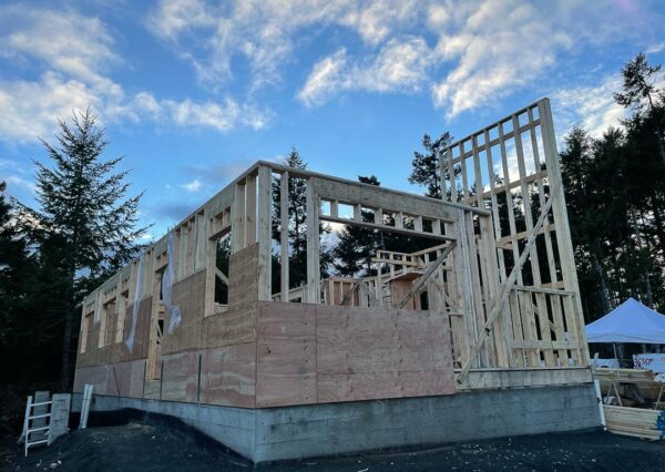 Framing in progress Malahat home