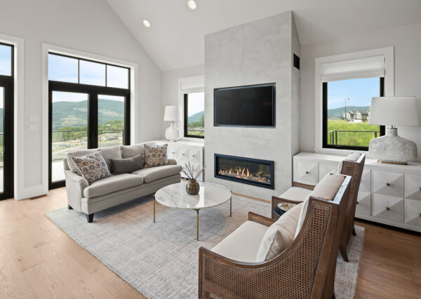 Living room and outdoor deck space