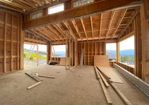 Cowichan Valley view custom home framing