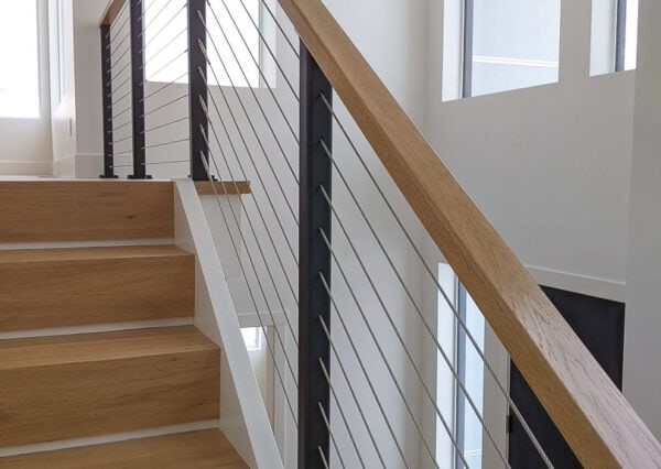 wood banister framing cable railing