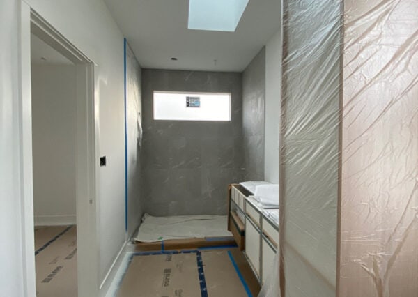 Bathroom progress custom home under construction