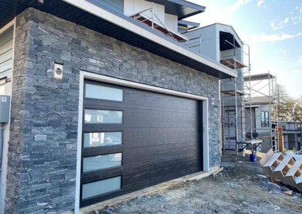 Rock siding on garage