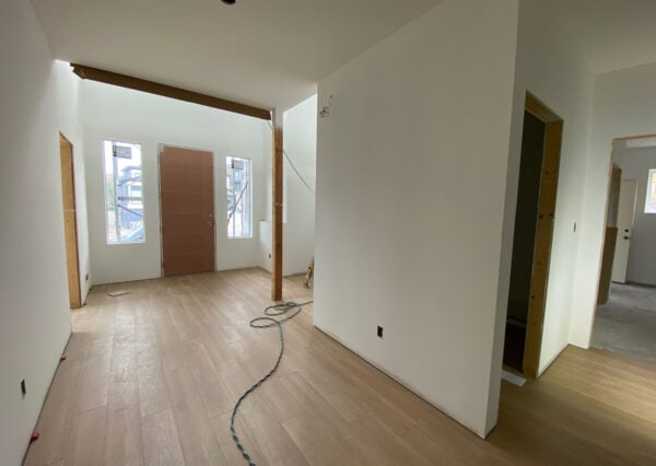 Flooring installed under construction interior