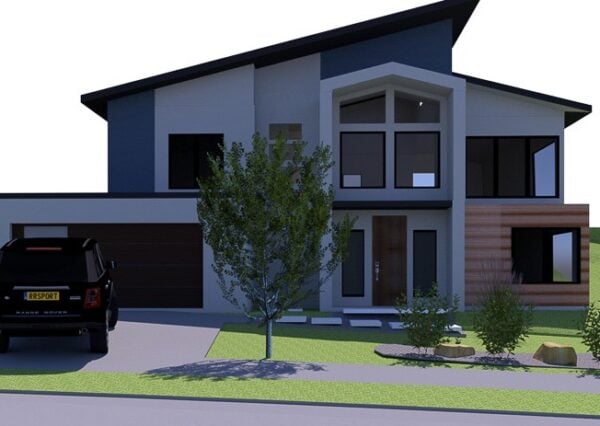 Front exterior 3D image custom home