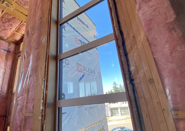 Windows and insulation under construction home