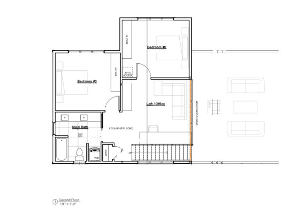 Floor plan for second floor of custom home